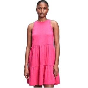 Gap Tiered Sleeveless Mini Dress Sz M Pink With pockets